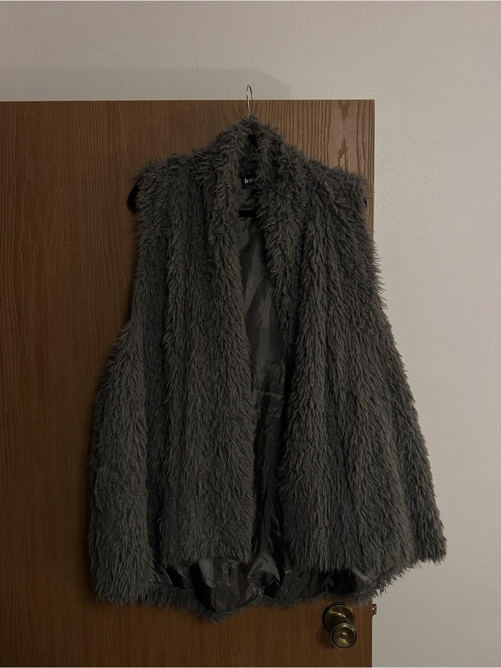 Charcoal Gray Faux Fur Sleeveless Vest - Cozy Layering Vest